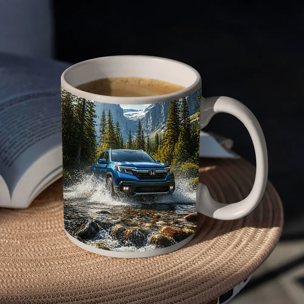 Honda Ridgeline Truck Splashing Mountain River – Mugs