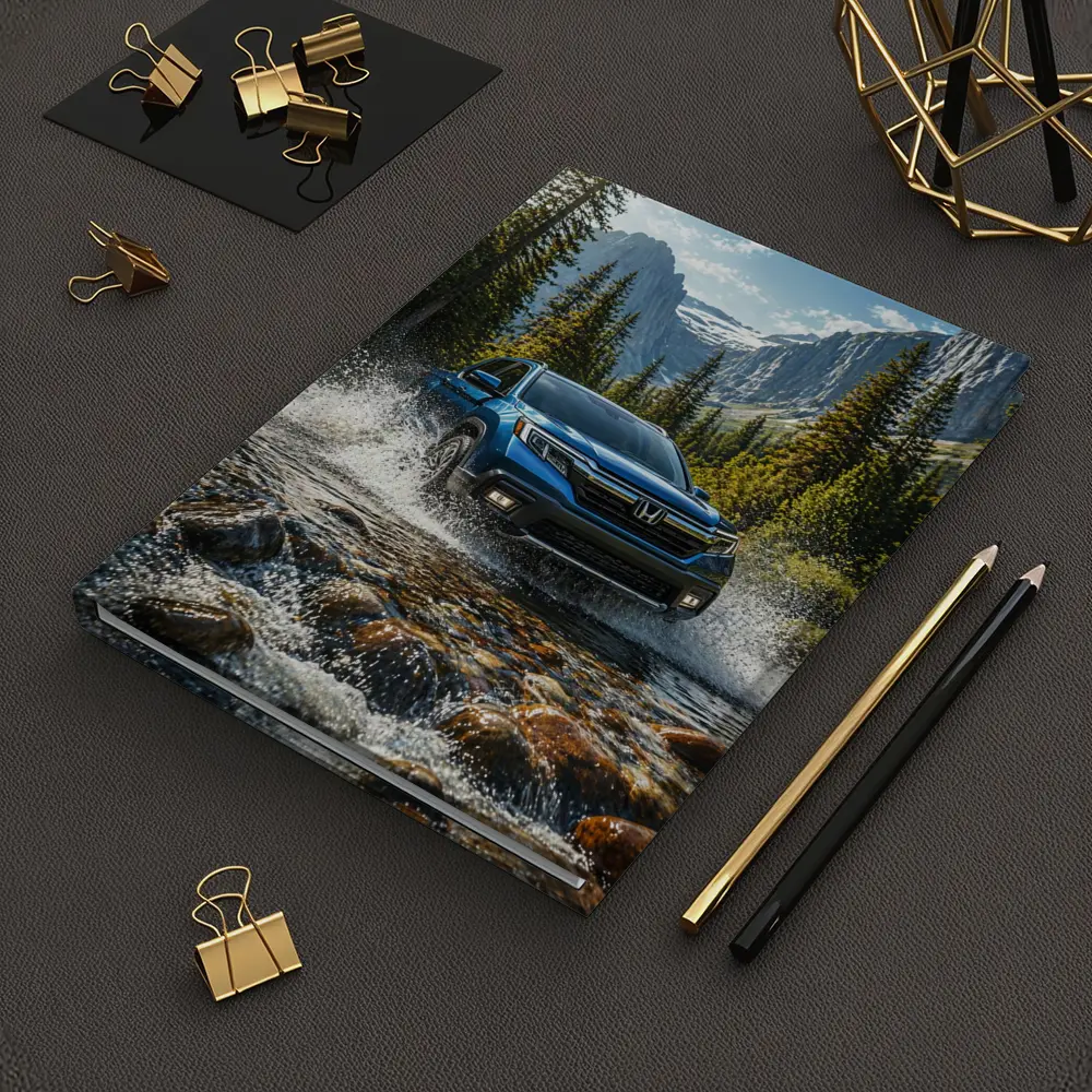 Honda Ridgeline Truck Splashing Mountain River – Notebooks