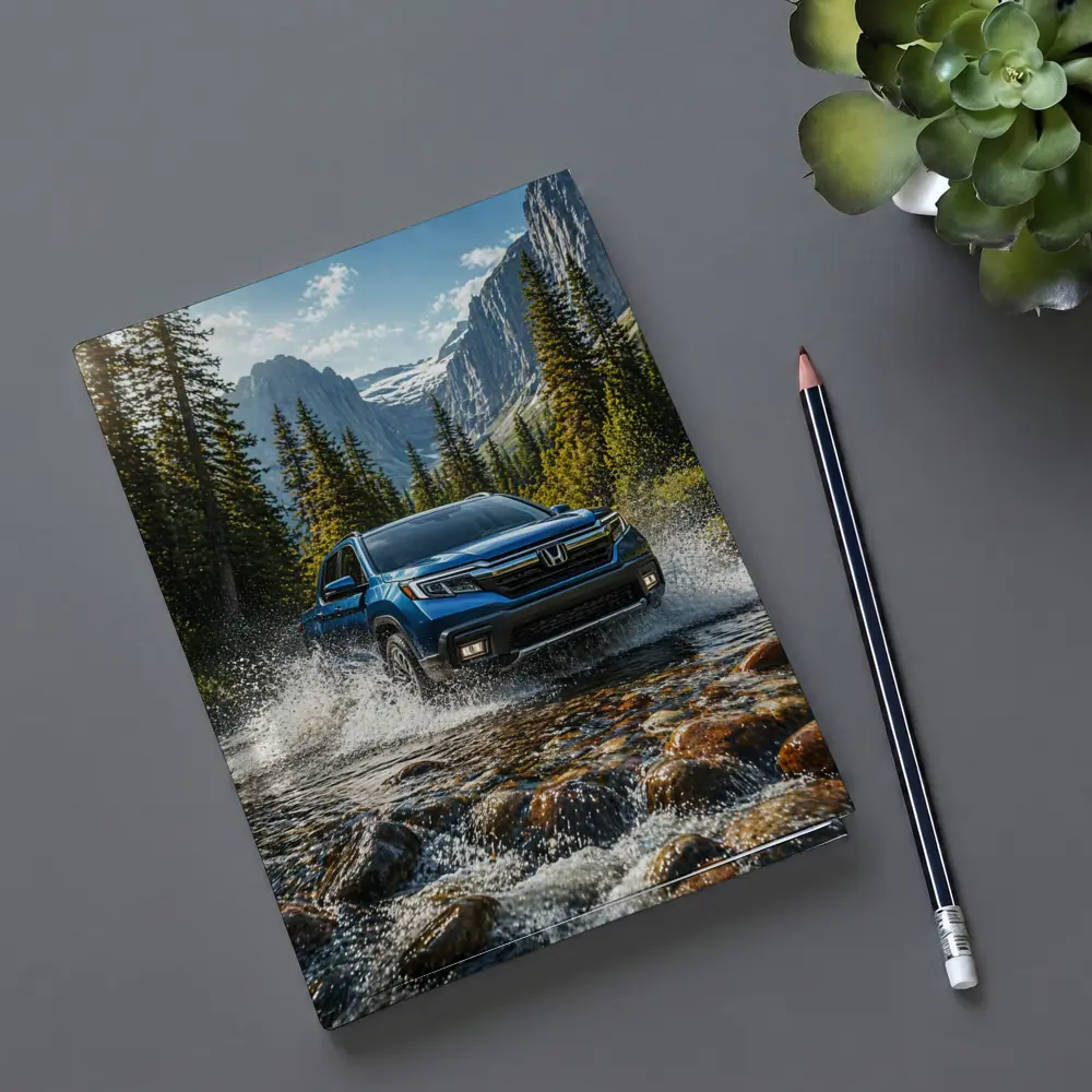Honda Ridgeline Truck Splashing Mountain River – Notebooks