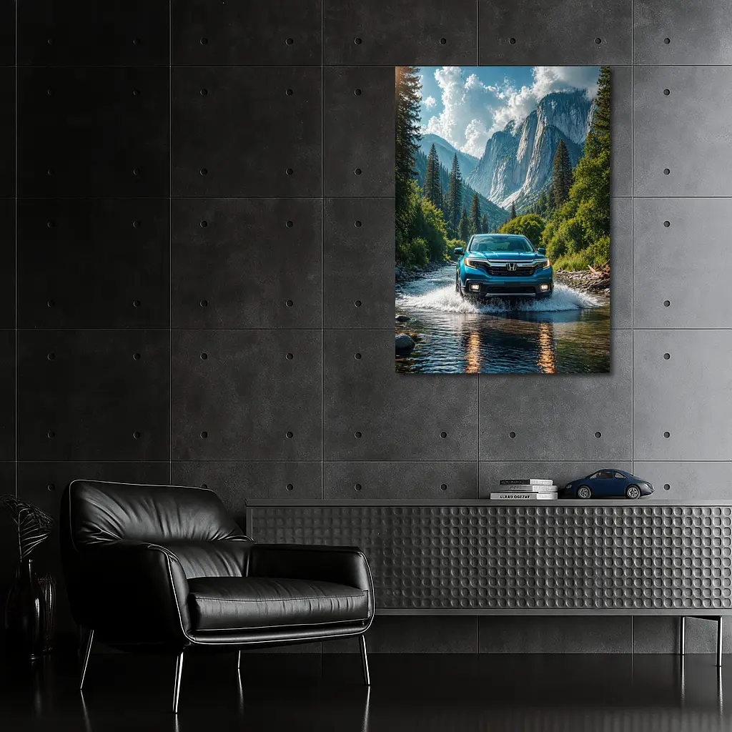 Honda Ridgeline Blue Truck Mountain River – Wall Art