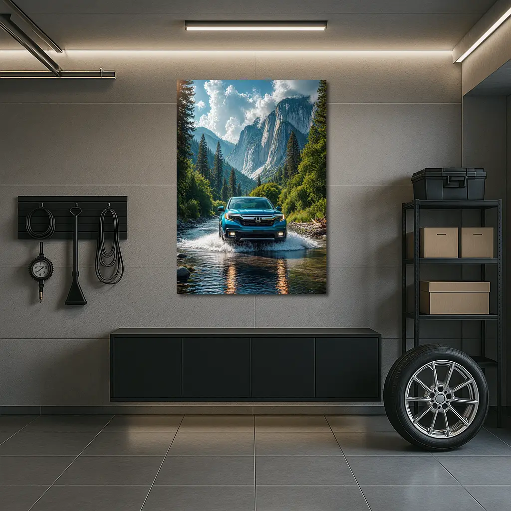 Honda Ridgeline Blue Truck Mountain River – Wall Art