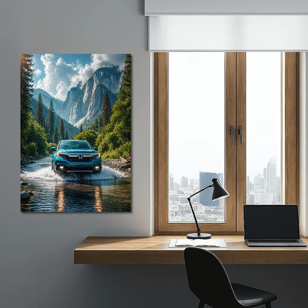 Honda Ridgeline Blue Truck Mountain River – Wall Art