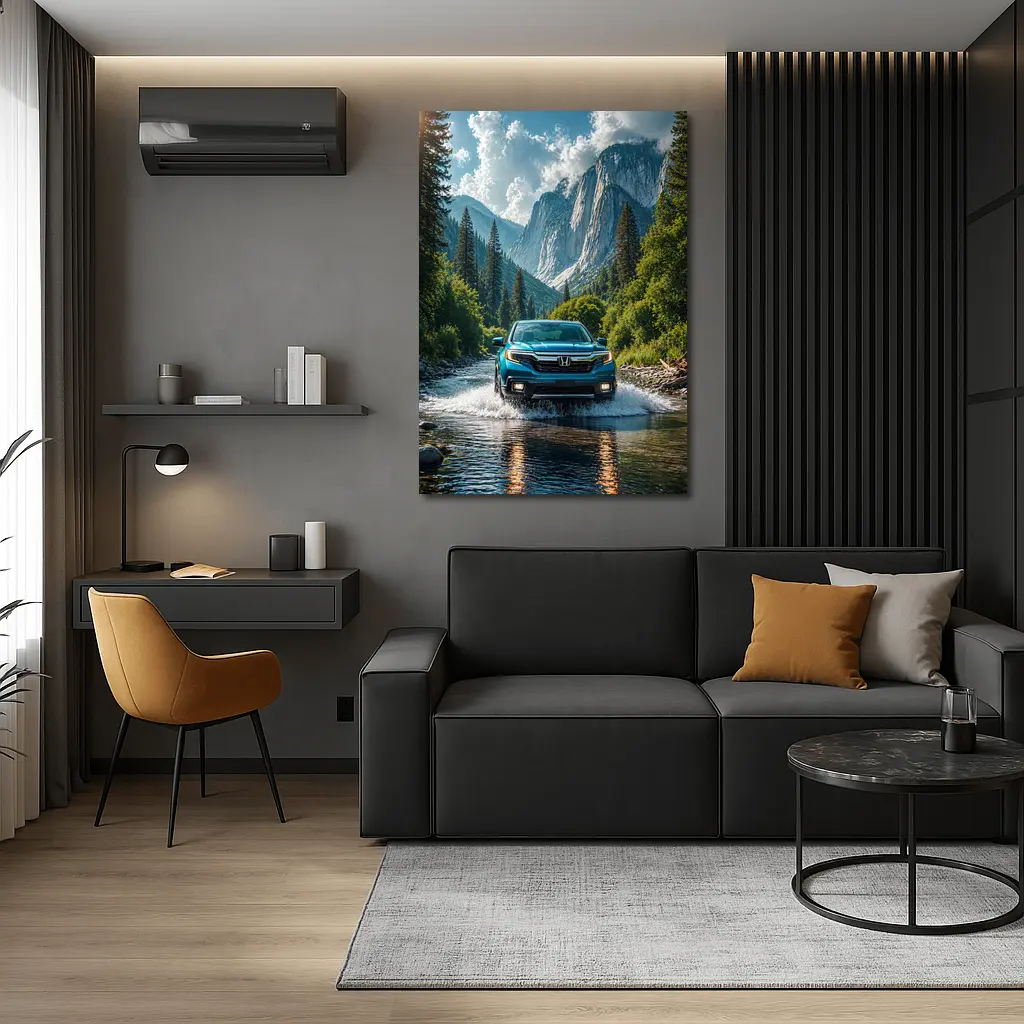 Honda Ridgeline Blue Truck Mountain River – Wall Art