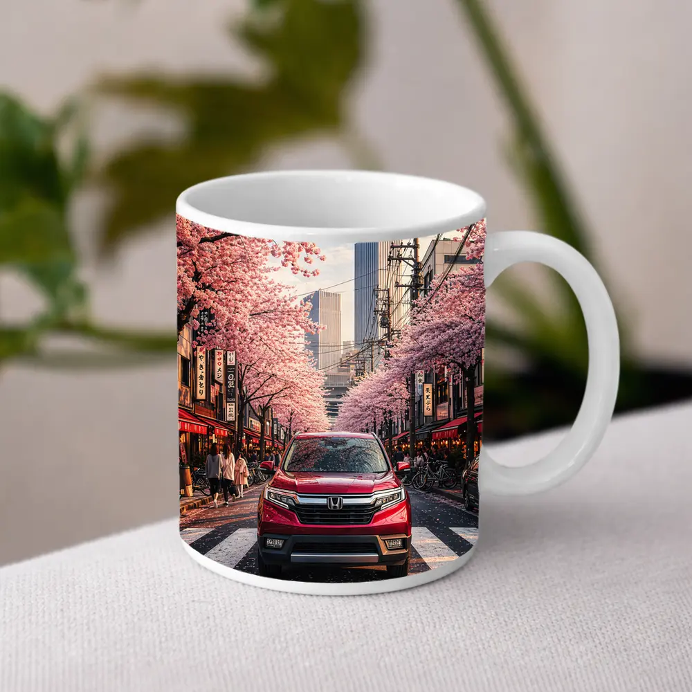 Honda Ridgeline Red Truck Tokyo Cherry Blossoms – Mugs