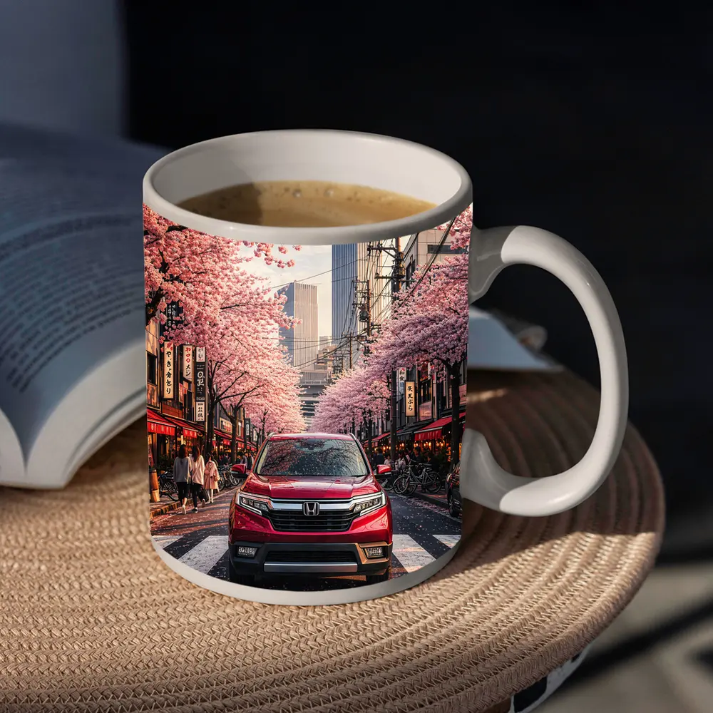 Honda Ridgeline Red Truck Tokyo Cherry Blossoms – Mugs