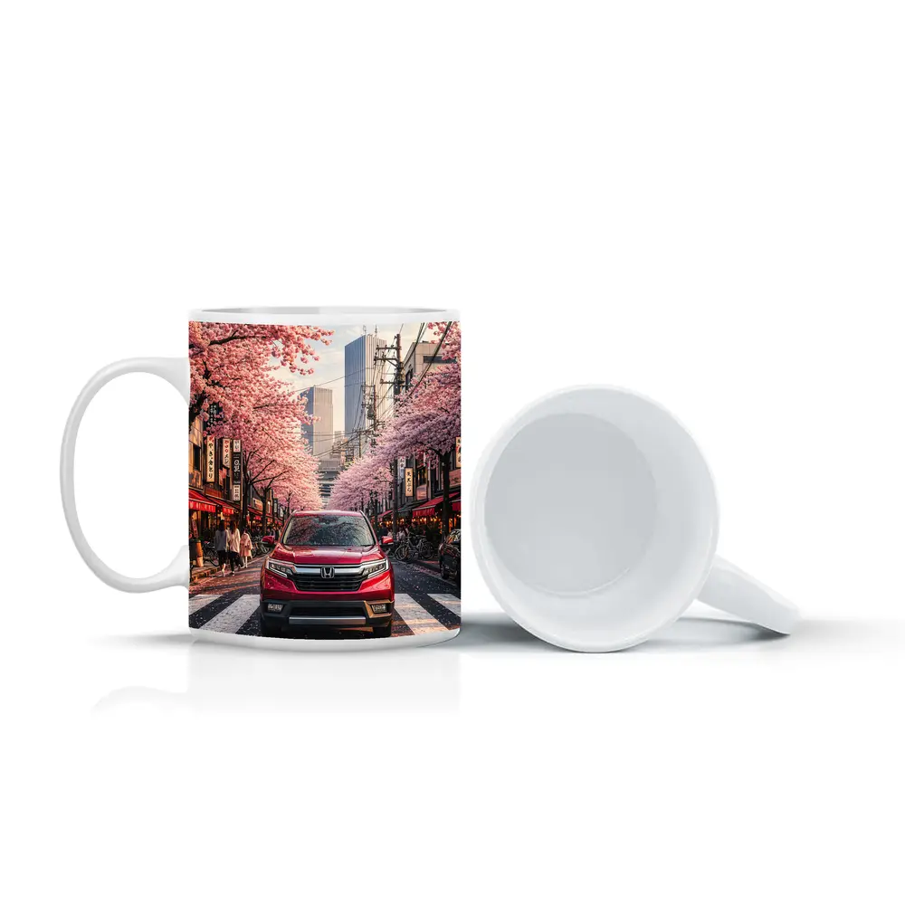 Honda Ridgeline Red Truck Tokyo Cherry Blossoms – Mugs