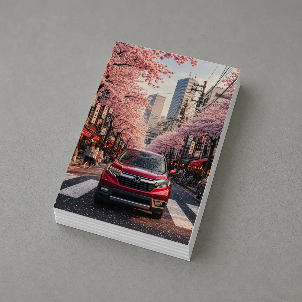 Honda Ridgeline Red Truck Tokyo Cherry Blossoms – Postcards