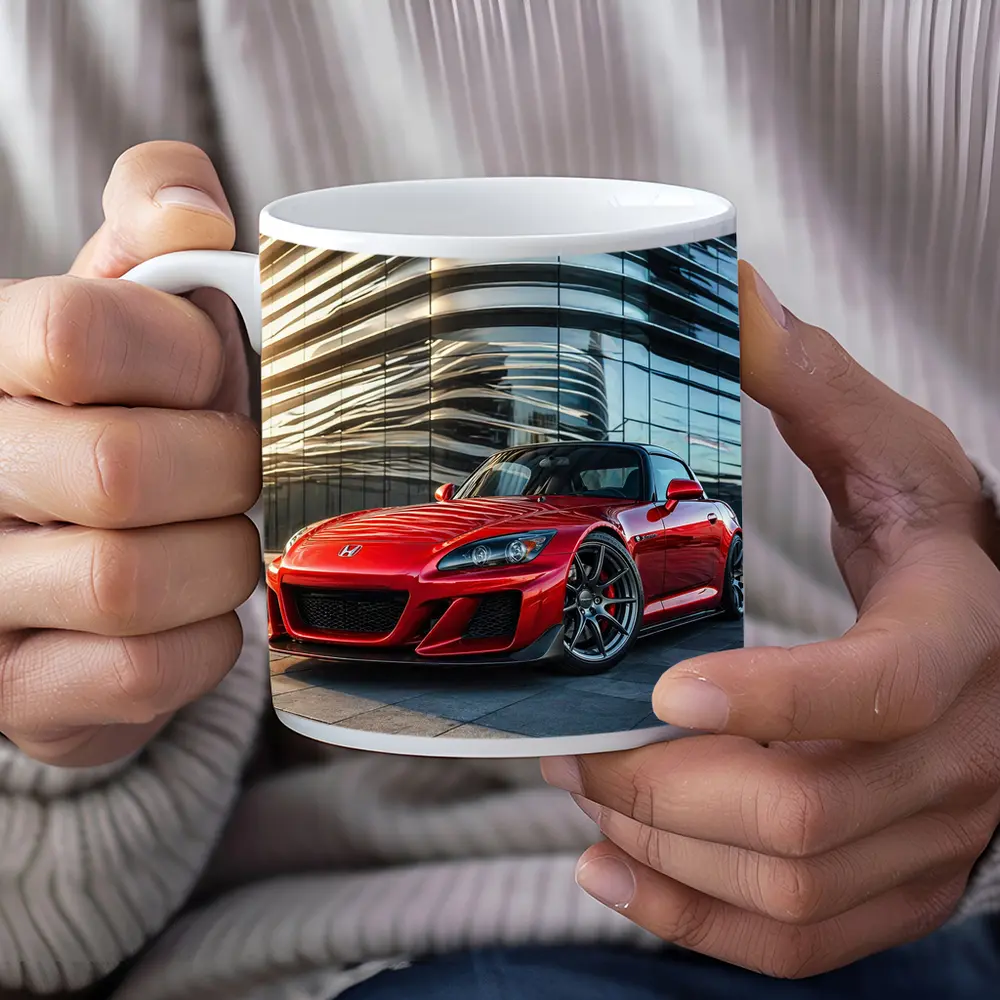 Honda S2000 Red Sports Car Urban Building – Mugs