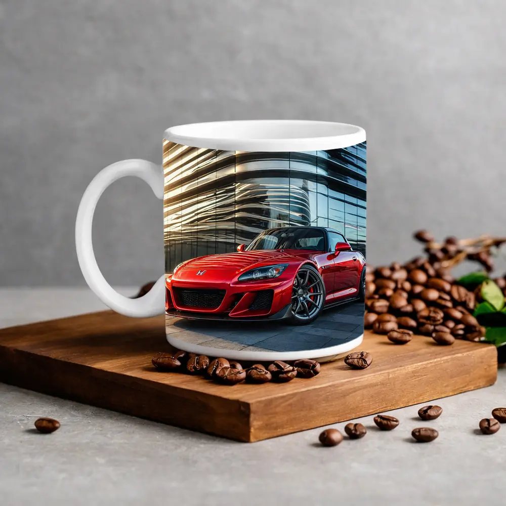Honda S2000 Red Sports Car Urban Building – Mugs
