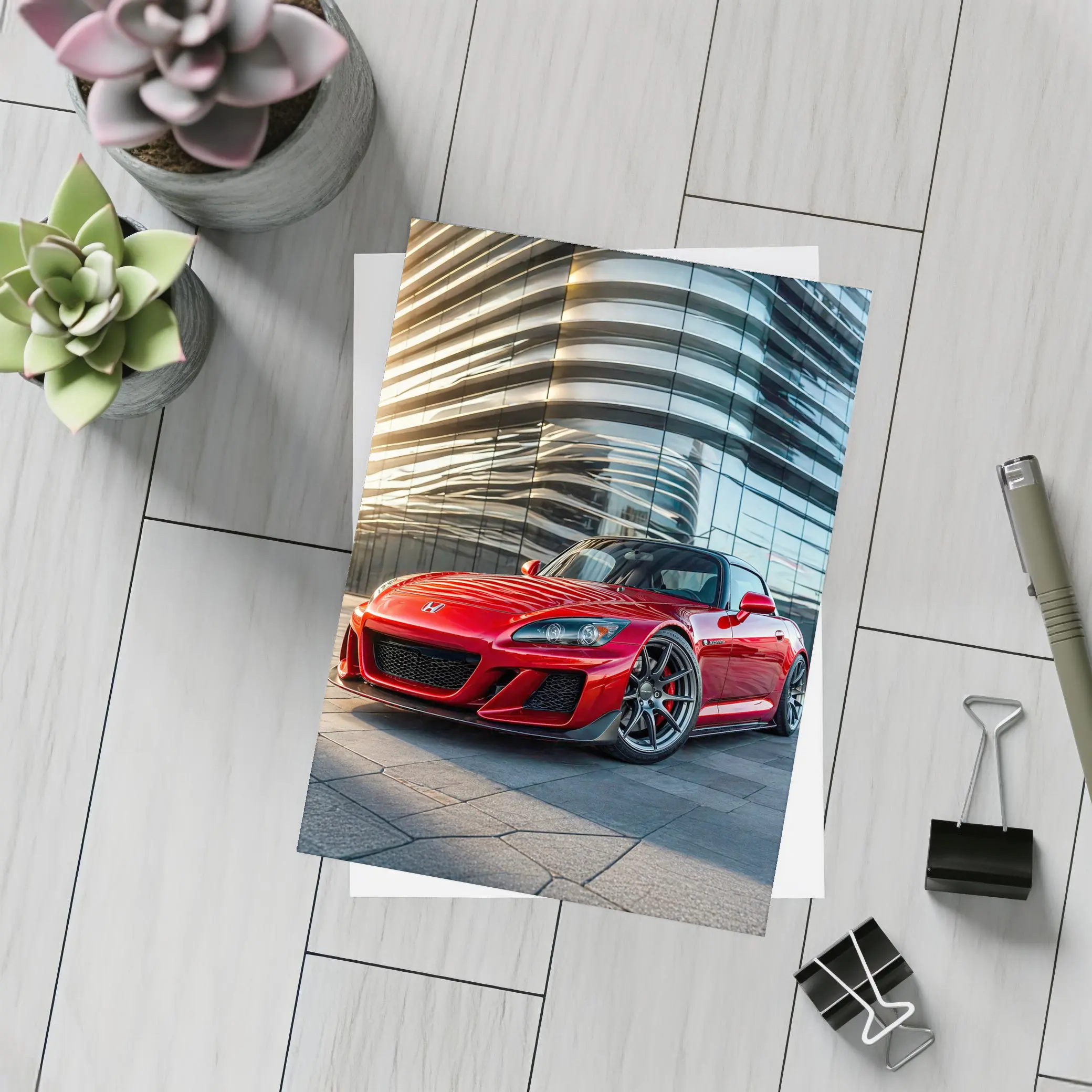 Honda S2000 Red Sports Car Urban Building – Postcards