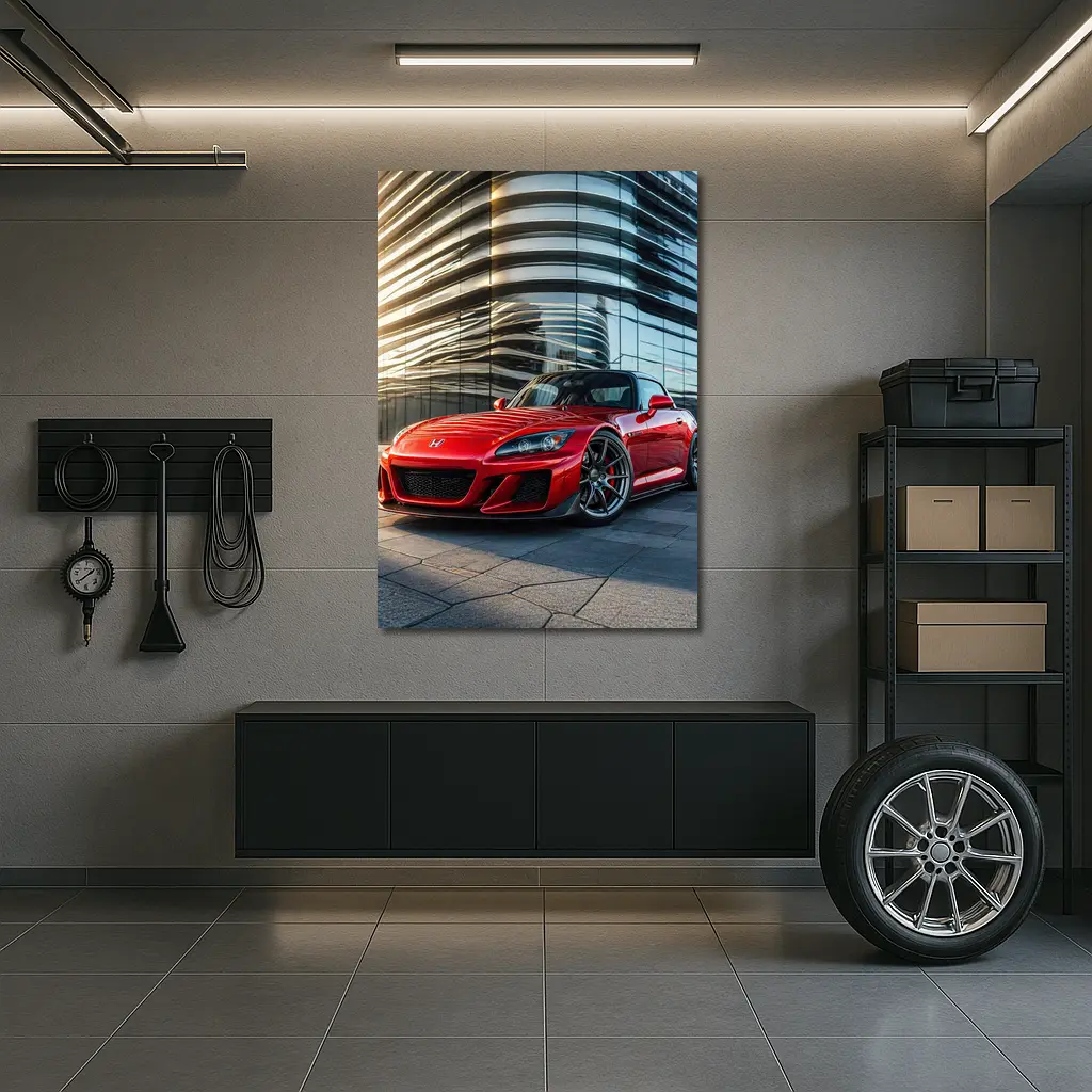 Honda S2000 Red Sports Car Urban Building – Wall Art