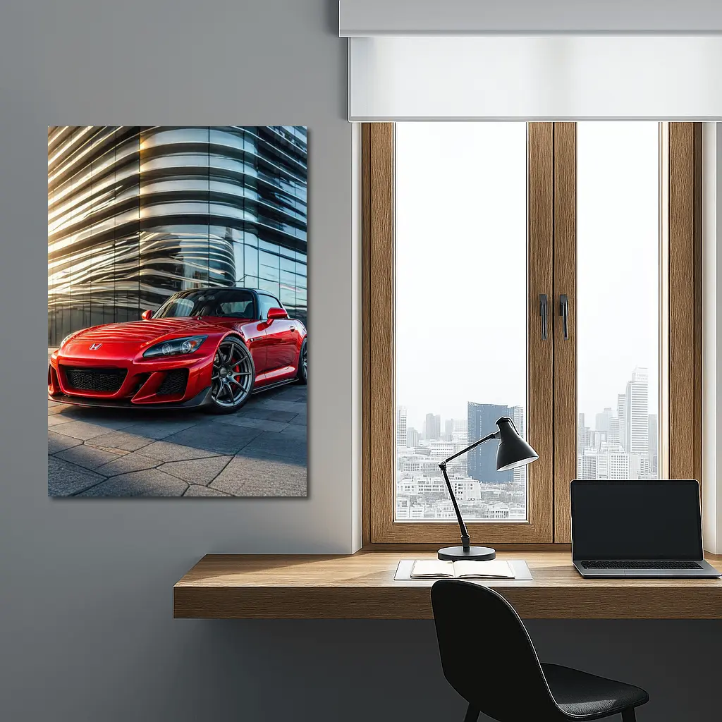 Honda S2000 Red Sports Car Urban Building – Wall Art