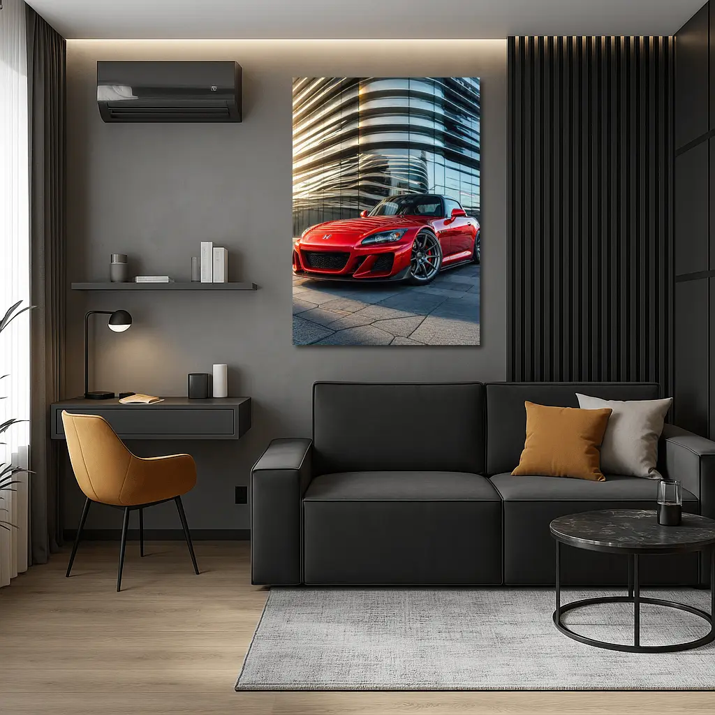 Honda S2000 Red Sports Car Urban Building – Wall Art