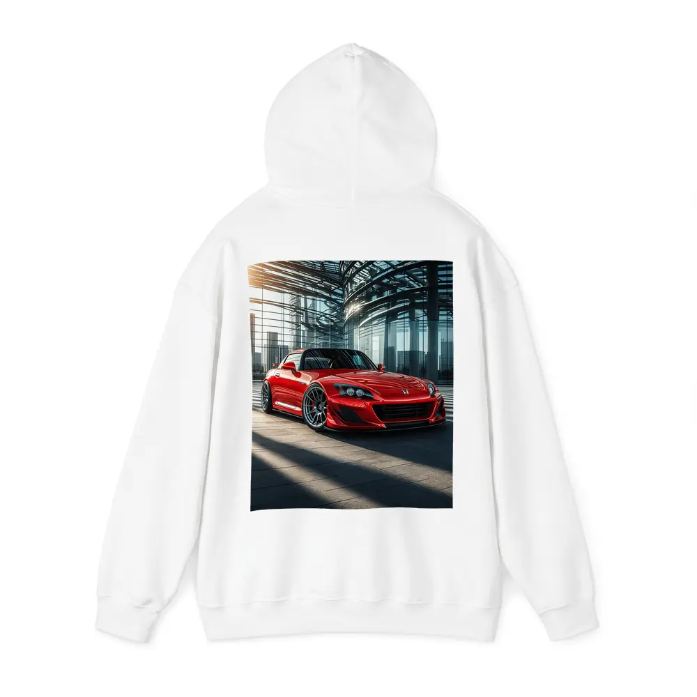 Honda S2000 Red Sports Car Glass Building – Hoodies