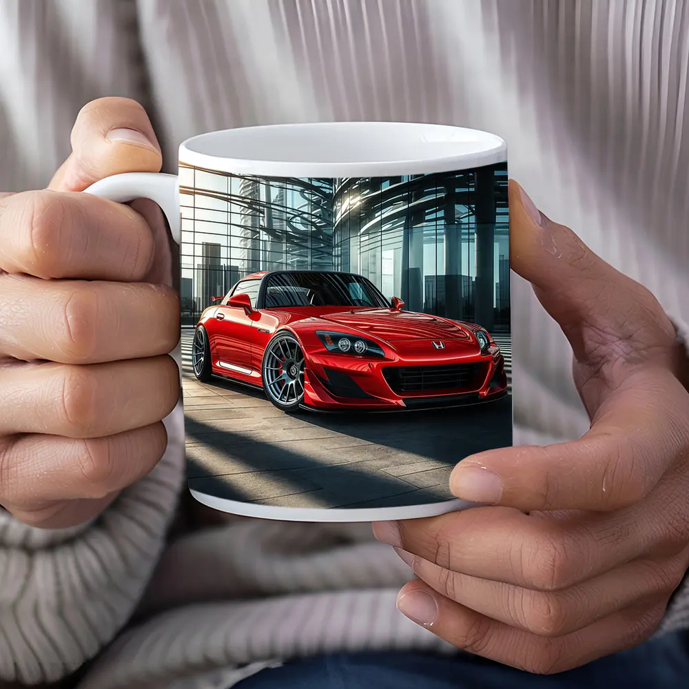 Honda S2000 Red Sports Car Glass Building – Mugs