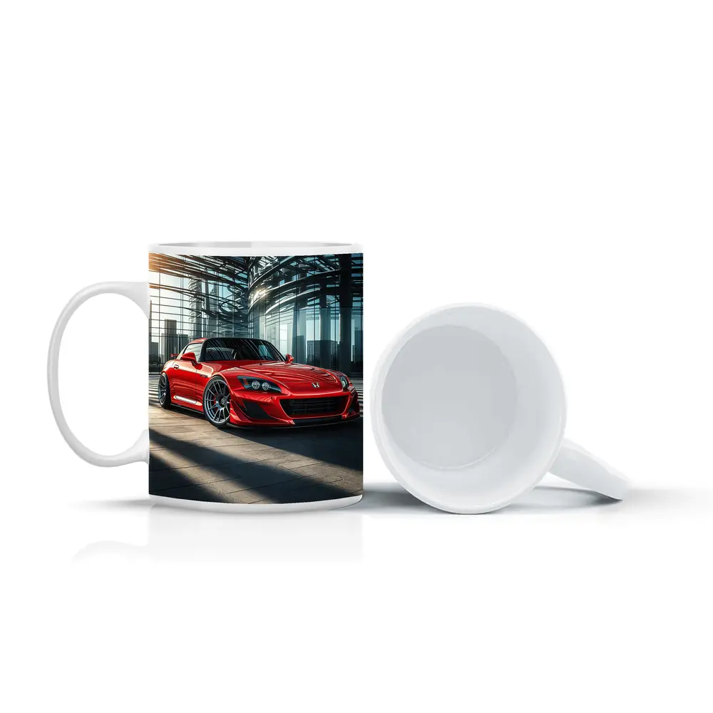 Honda S2000 Red Sports Car Glass Building – Mugs