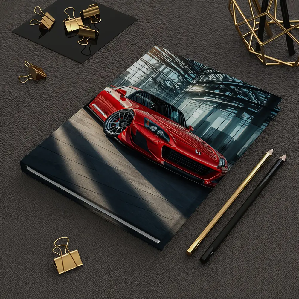 Honda S2000 Red Sports Car Glass Building – Notebooks
