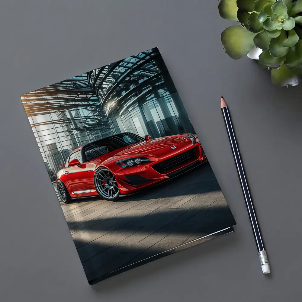 Honda S2000 Red Sports Car Glass Building – Notebooks