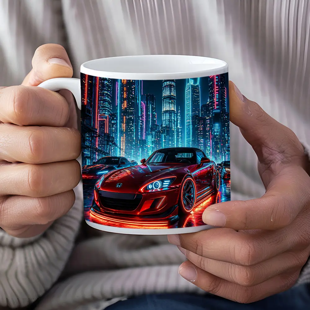 Honda S2000 Red Neon City Night – Mugs