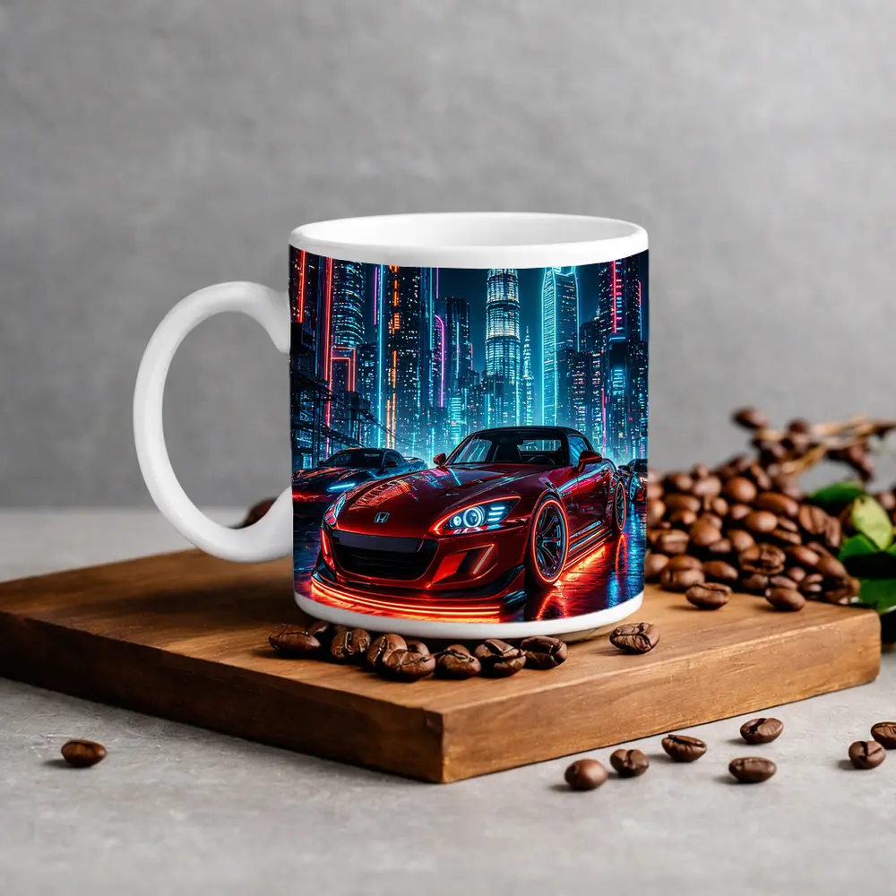Honda S2000 Red Neon City Night – Mugs