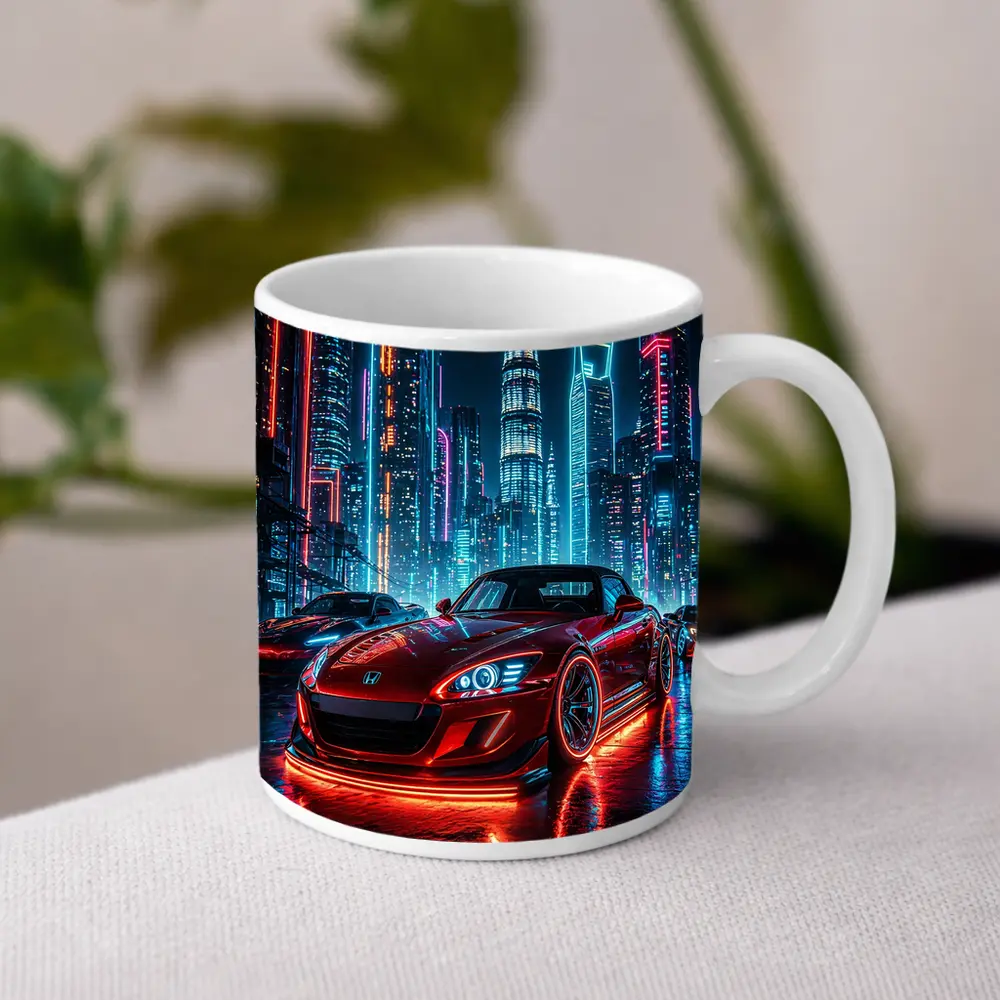 Honda S2000 Red Neon City Night – Mugs