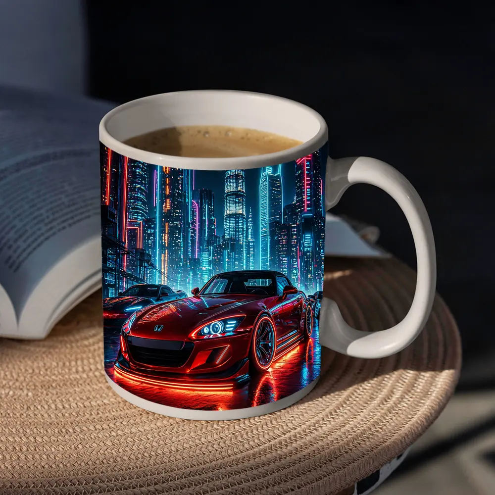 Honda S2000 Red Neon City Night – Mugs