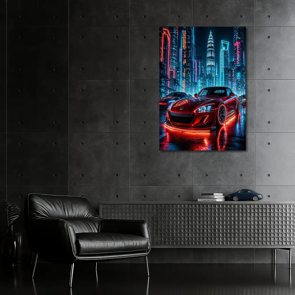Honda S2000 Red Neon City Night – Wall Art