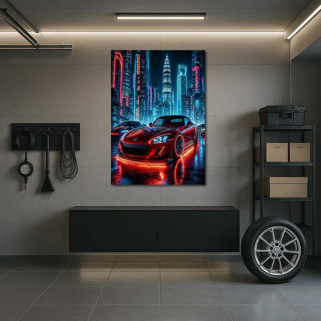 Honda S2000 Red Neon City Night – Wall Art