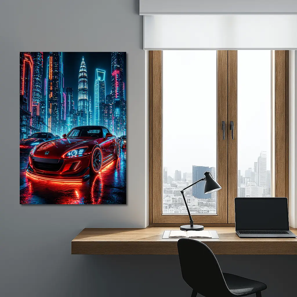 Honda S2000 Red Neon City Night – Wall Art