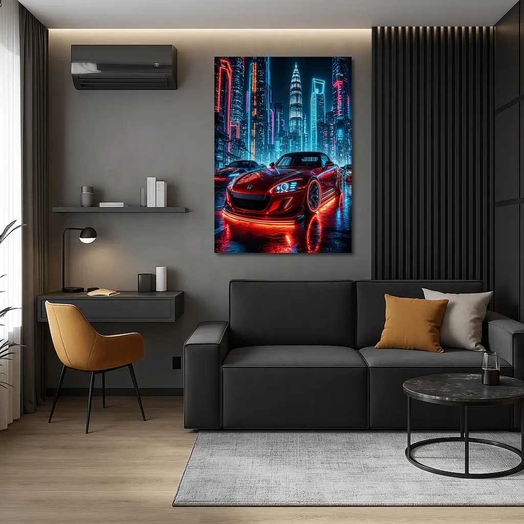 Honda S2000 Red Neon City Night – Wall Art