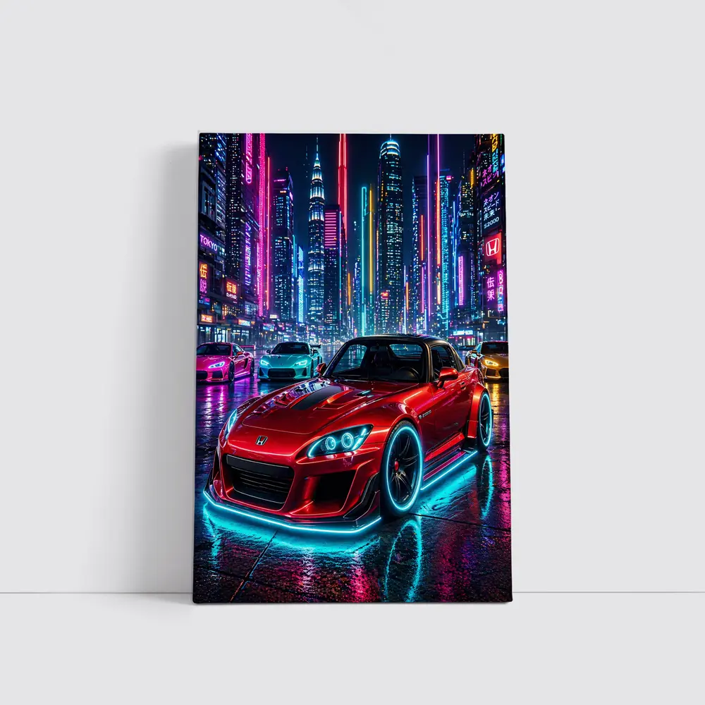 Honda S2000 Red Neon City Night – Wall Art