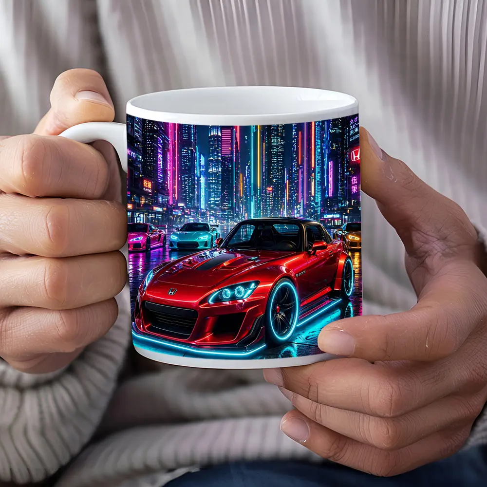 Honda S2000 Red Neon City Night – Mugs