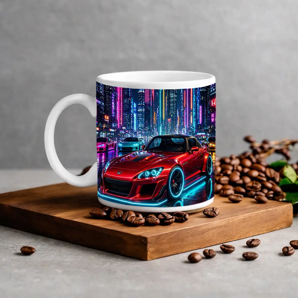 Honda S2000 Red Neon City Night – Mugs