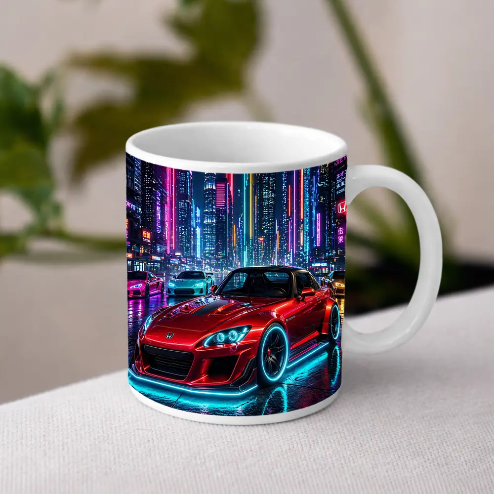 Honda S2000 Red Neon City Night – Mugs
