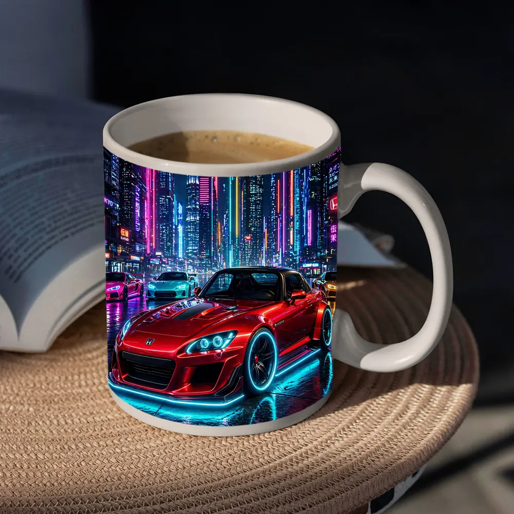Honda S2000 Red Neon City Night – Mugs