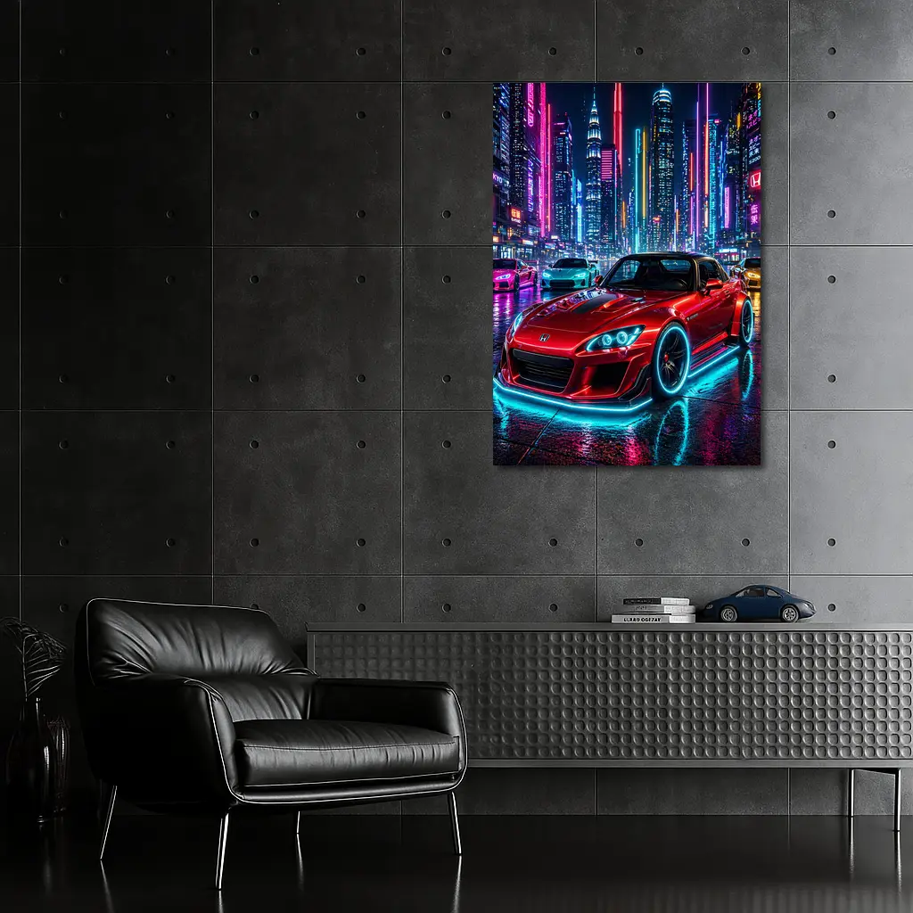 Honda S2000 Red Neon City Night – Wall Art