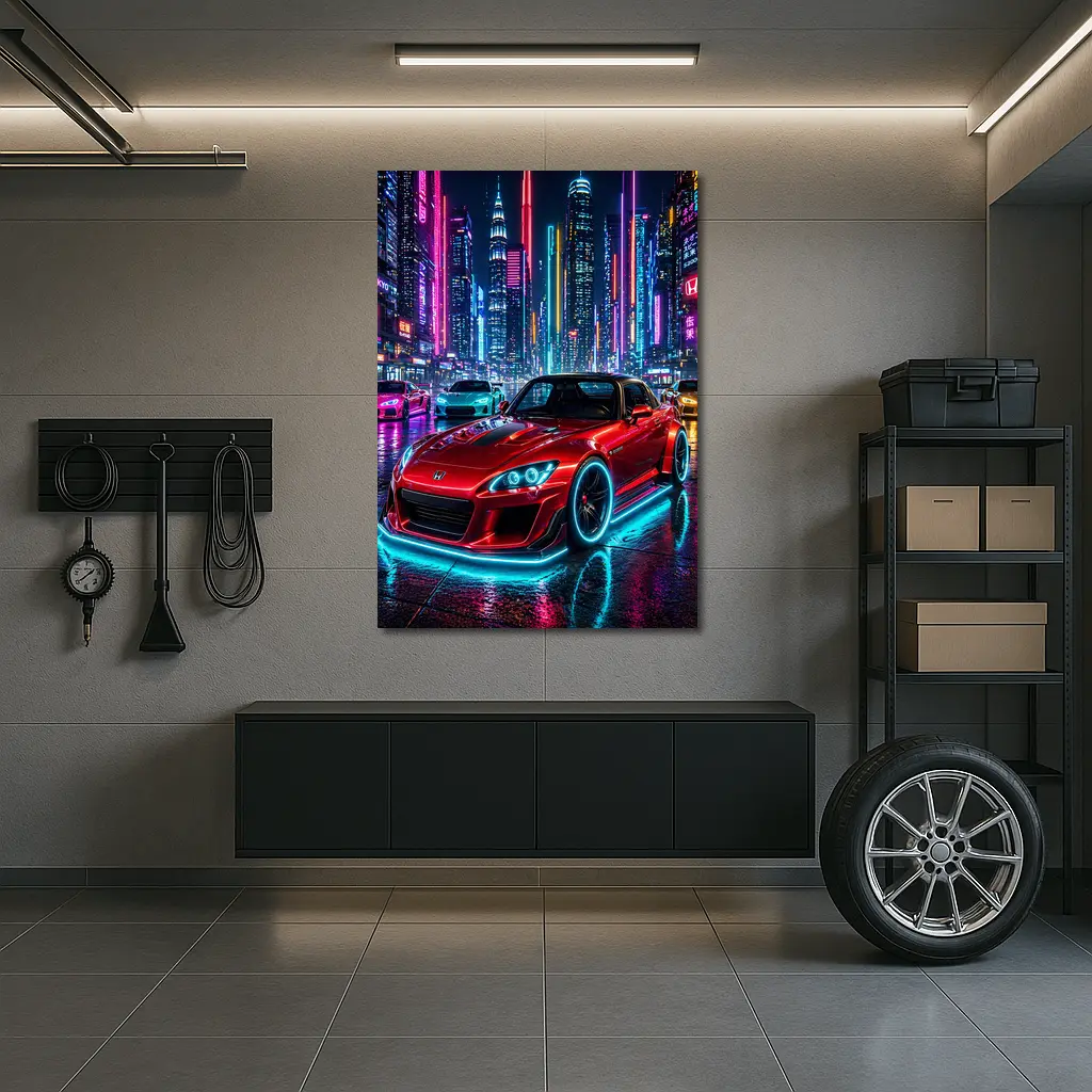 Honda S2000 Red Neon City Night – Wall Art