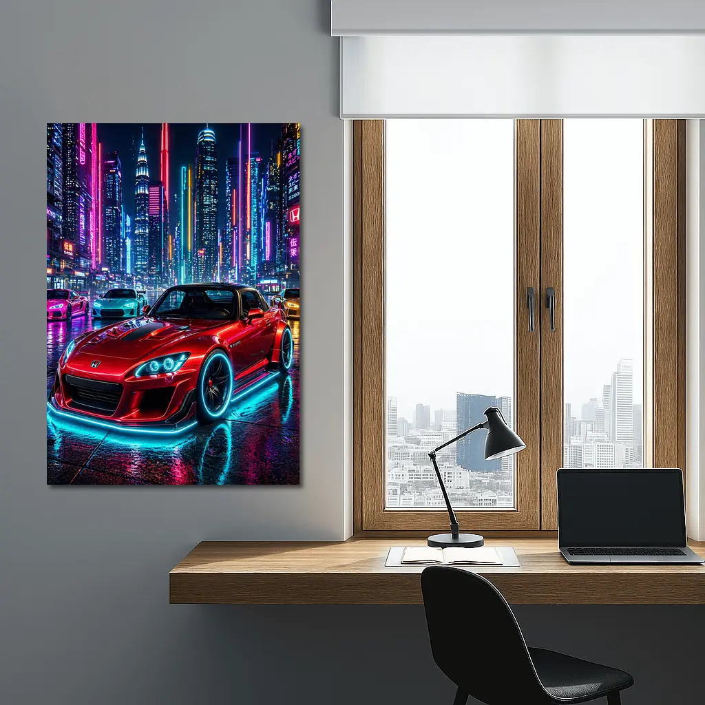 Honda S2000 Red Neon City Night – Wall Art