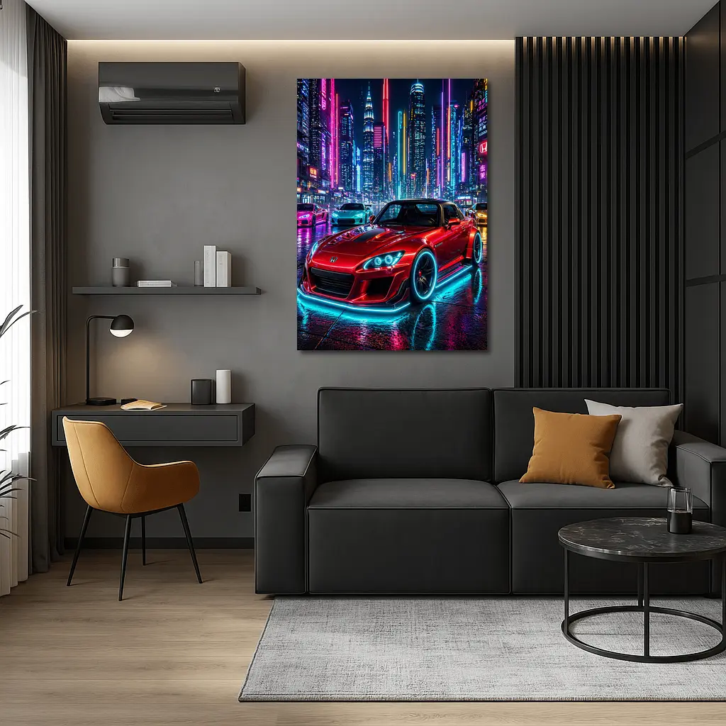 Honda S2000 Red Neon City Night – Wall Art