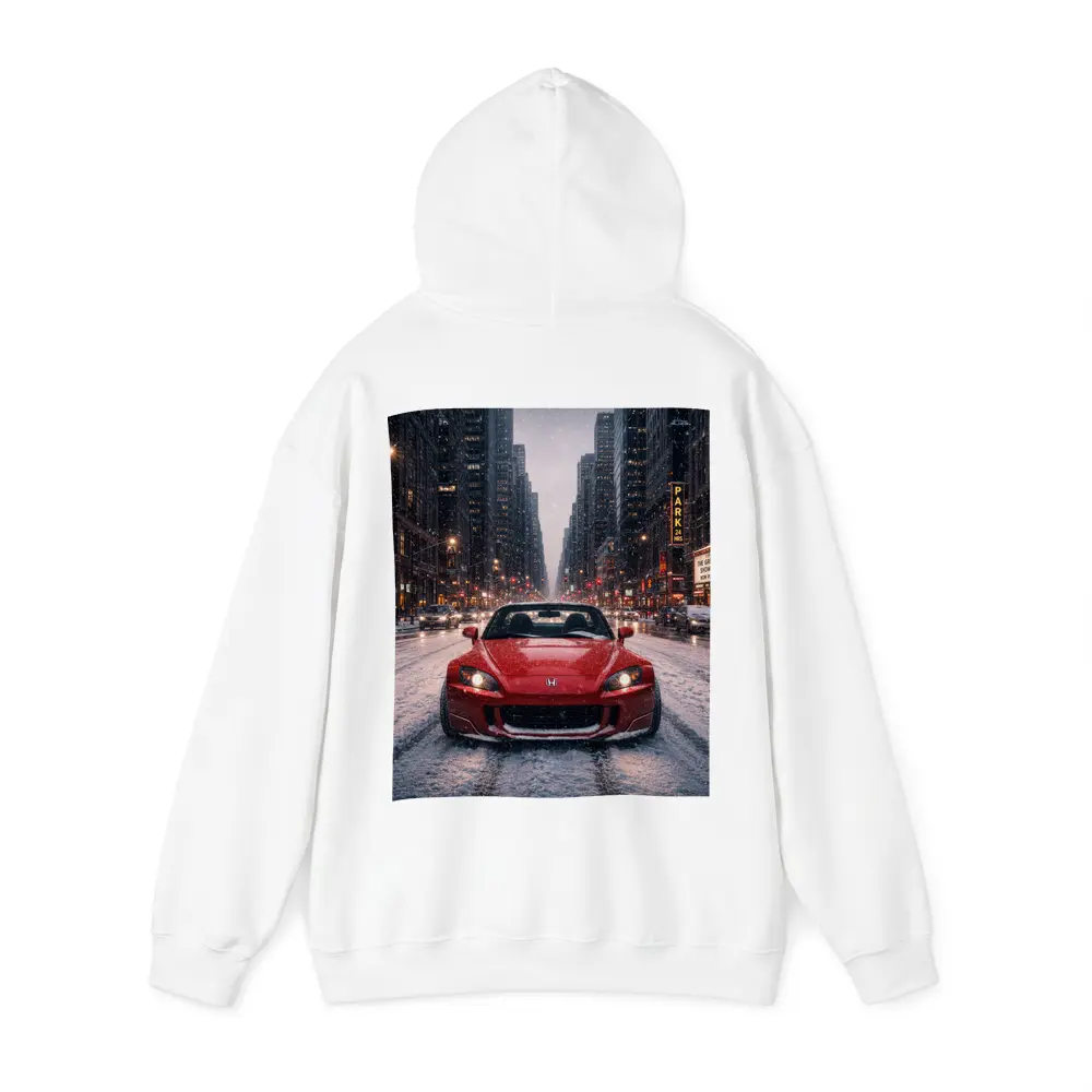 Honda S2000 Red Sports Car Snowy City – Hoodies