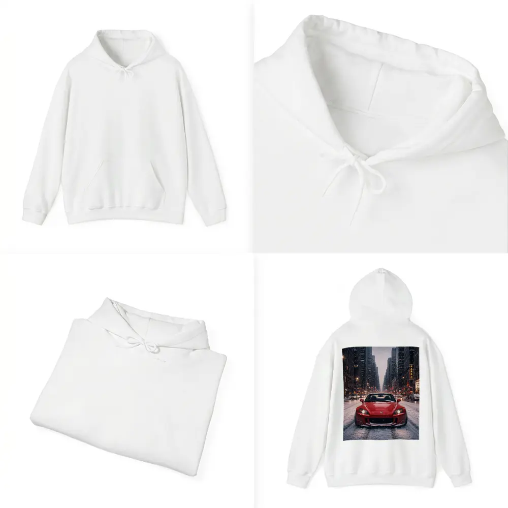 Honda S2000 Red Sports Car Snowy City – Hoodies