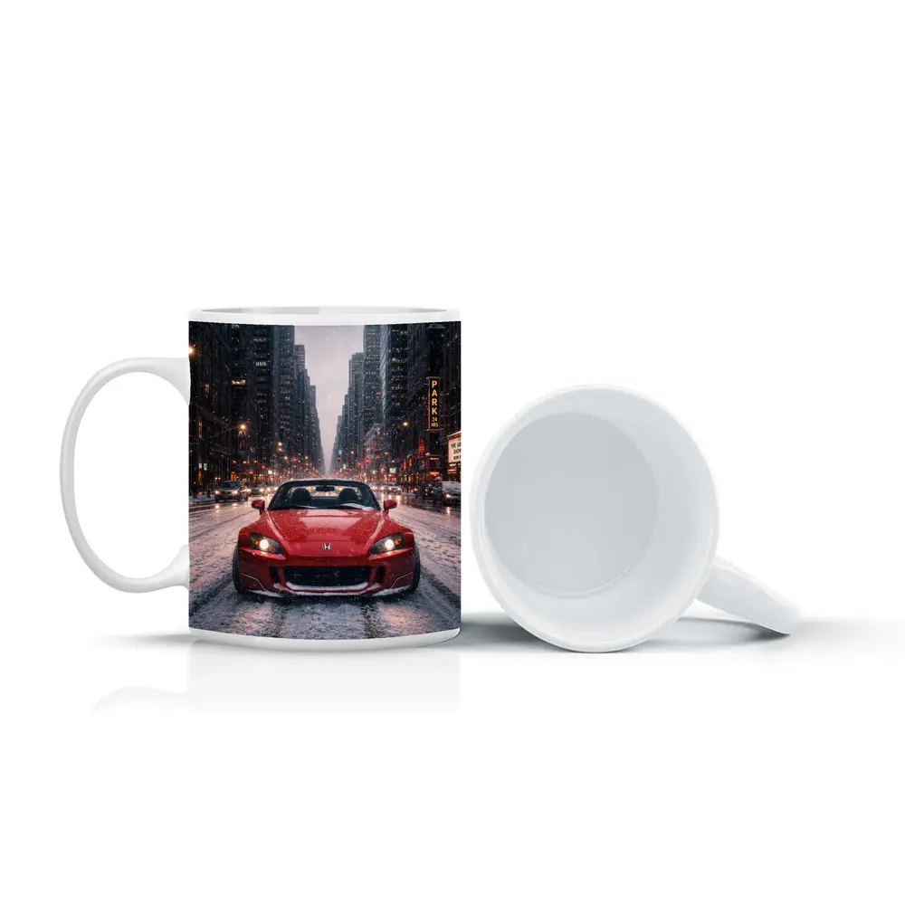 Honda S2000 Red Sports Car Snowy City – Mugs