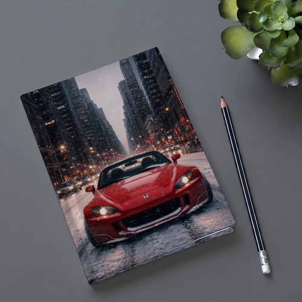 Honda S2000 Red Sports Car Snowy City – Notebooks