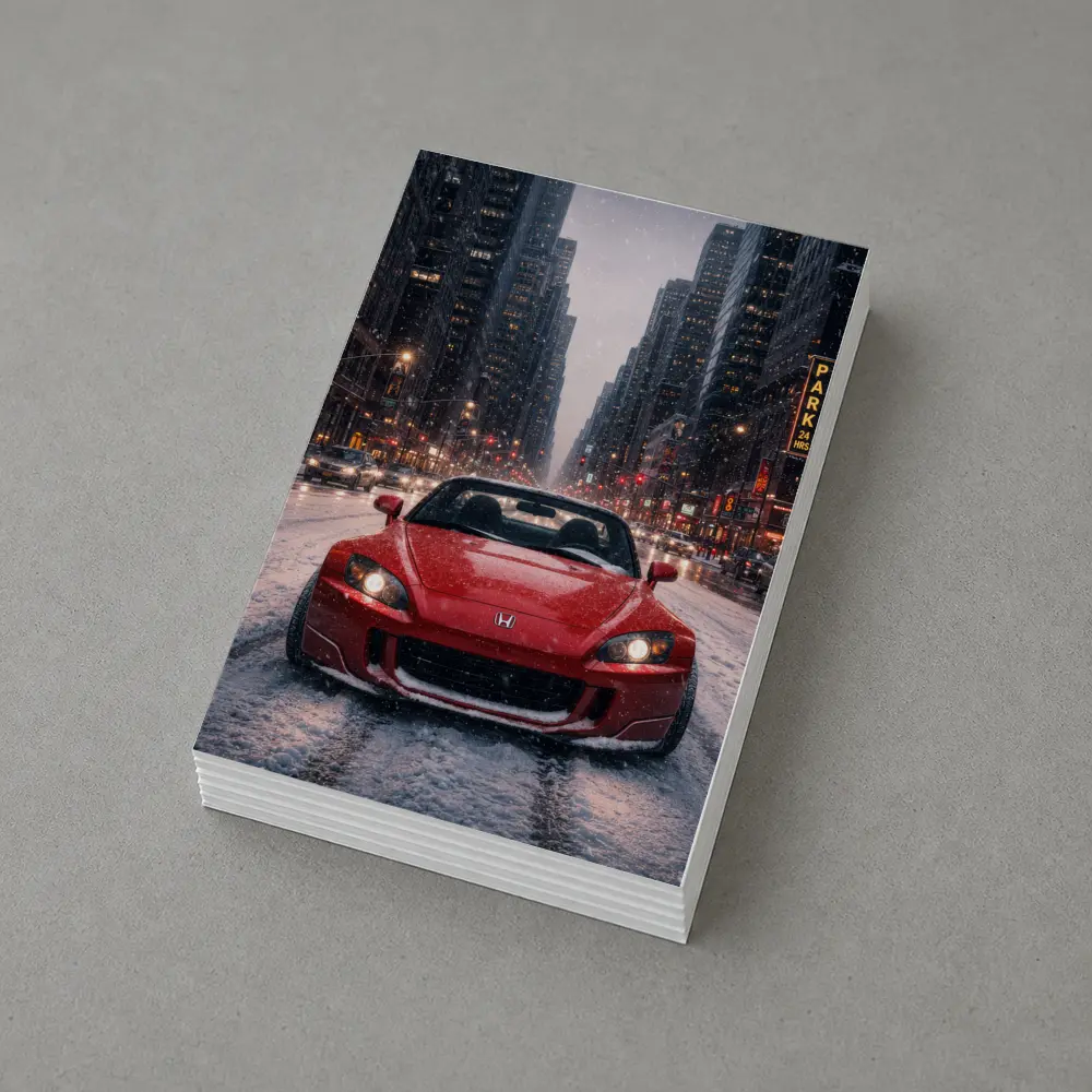 Honda S2000 Red Sports Car Snowy City – Postcards