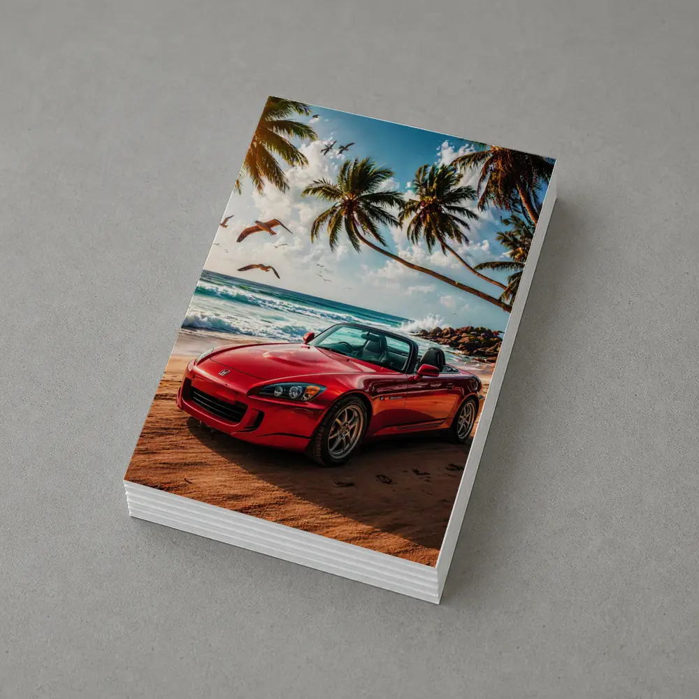 Red Honda S2000 Parked on Tropical Beach – Postcards