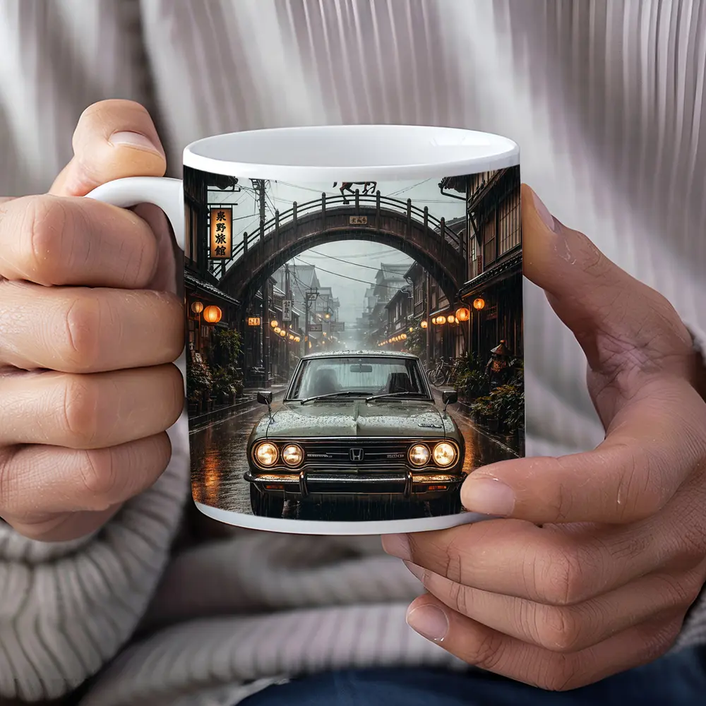 Honda Classic Car Rainy Japanese Street – Mugs