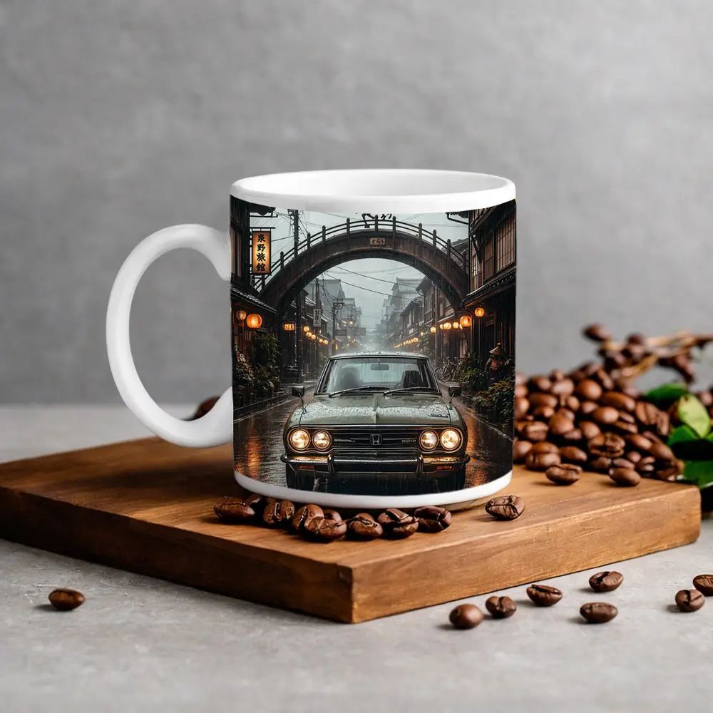 Honda Classic Car Rainy Japanese Street – Mugs