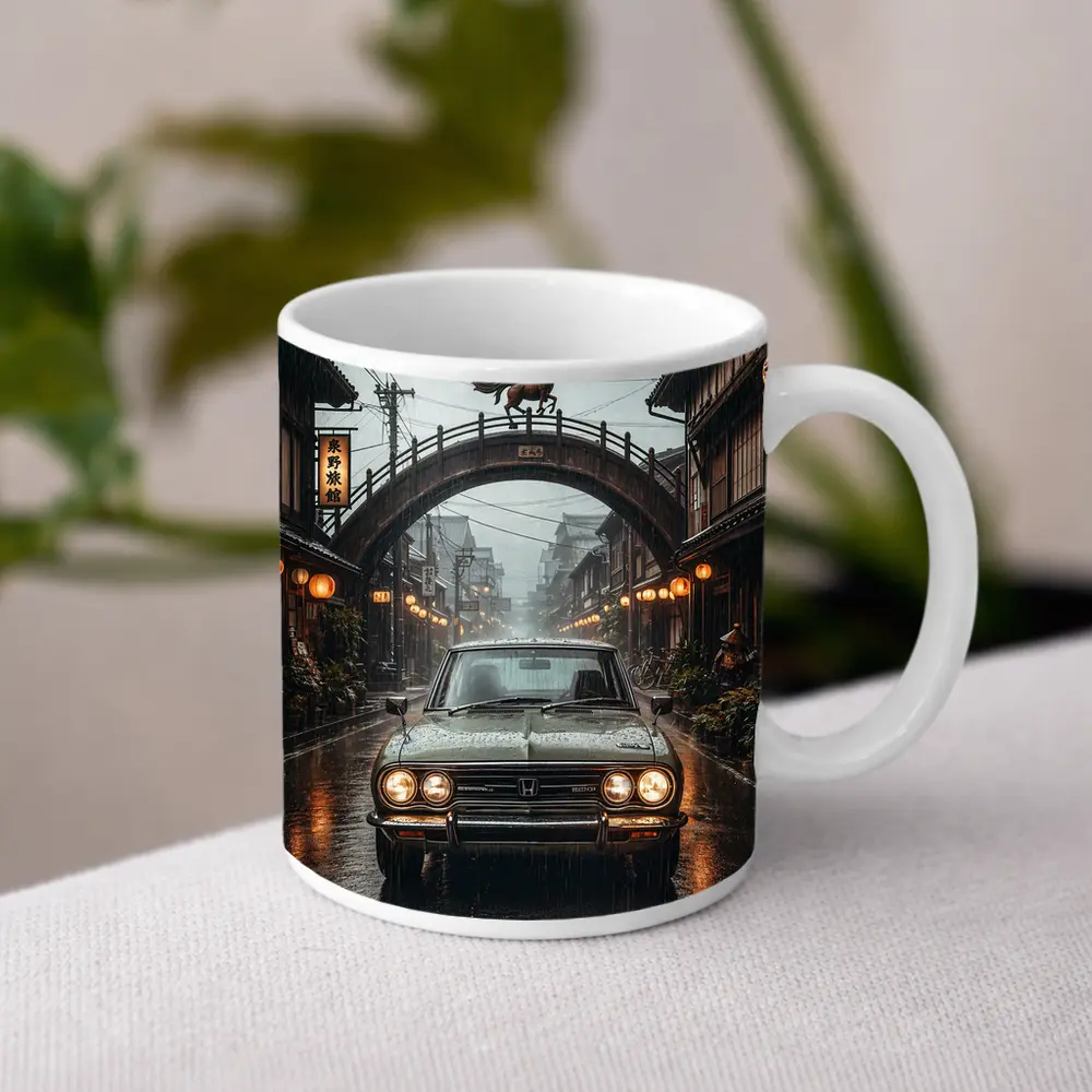 Honda Classic Car Rainy Japanese Street – Mugs