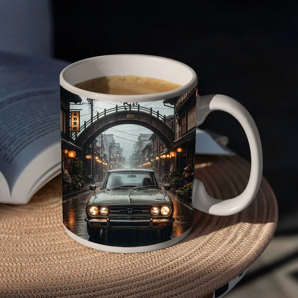 Honda Classic Car Rainy Japanese Street – Mugs