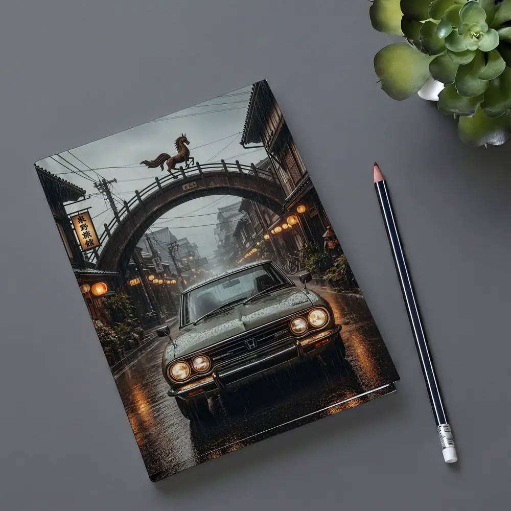 Honda Classic Car Rainy Japanese Street – Notebooks